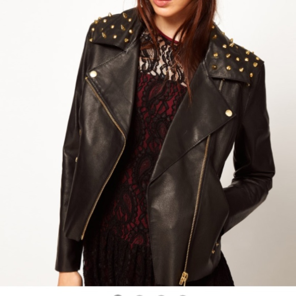 Asos Limited Edition Gold Studded Moto Jacket